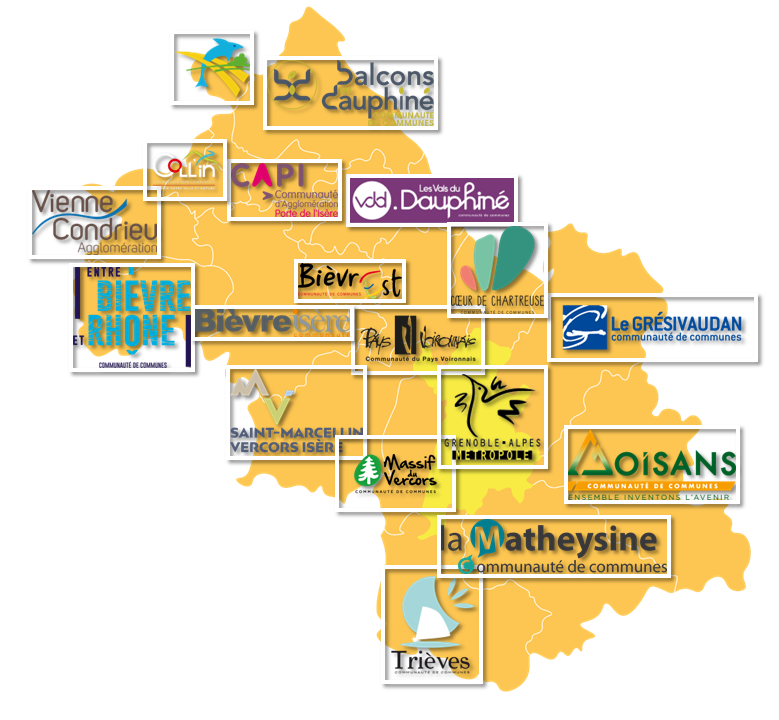 carte Isère communautés de communes 